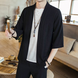 2024夏装风纯色汉服七分袖开衫衬衫道袍A032/1805/特P30，男装衬衫，电商A032
