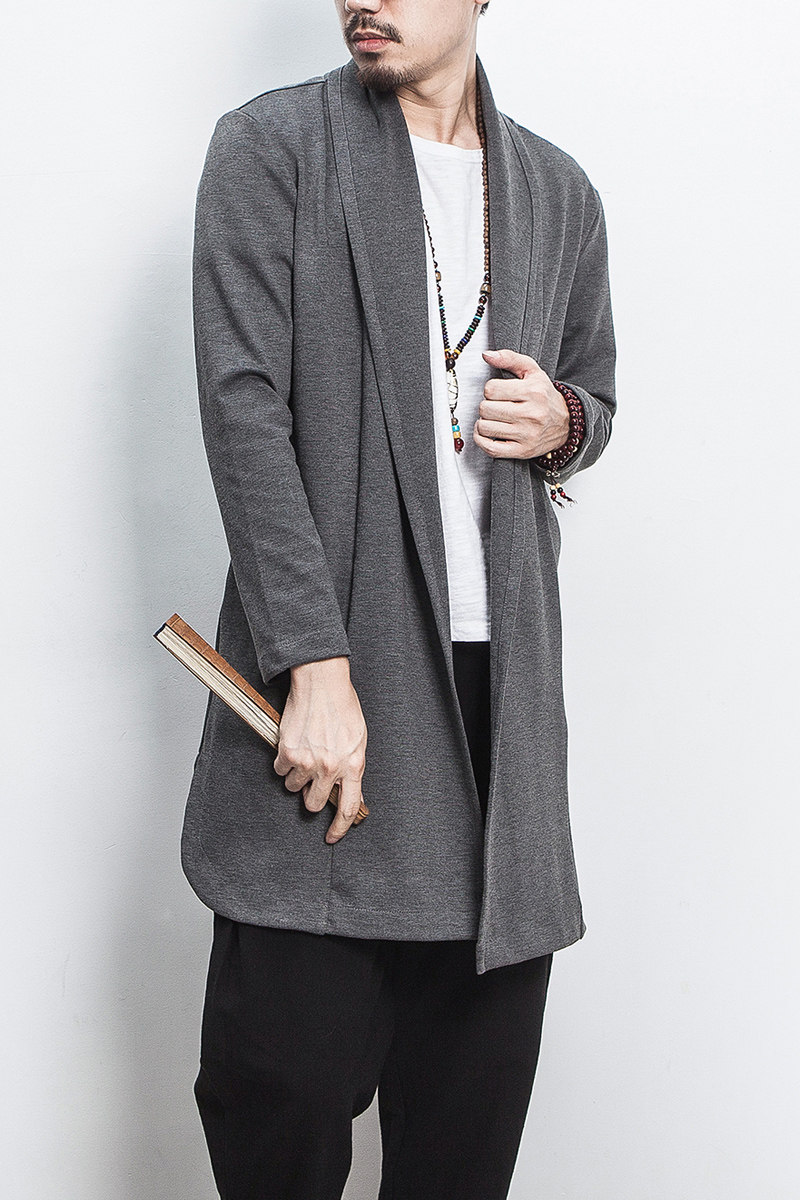 春装风白墙男士开衫风衣纯色修身外套A032/FY01/90控108,男装风衣,电商A032