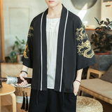 咖啡厅风龙凤刺绣七分袖开衫汉服防晒衣白色A032/2206/50控68，男装衬衫，电商A032