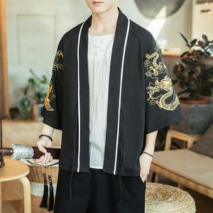 咖啡厅风龙凤刺绣七分袖开衫汉服防晒衣白色A032/2206/50控68图片