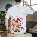 咖啡厅风重工杨戬刺绣情侣短袖T恤白色版权A032/T102/65，男装T恤，电商A032