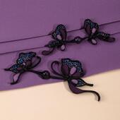 青丝原创旗袍盘扣扣子玉石紫苑蝶花扣中式 手工编织纽扣汉服装 饰扣