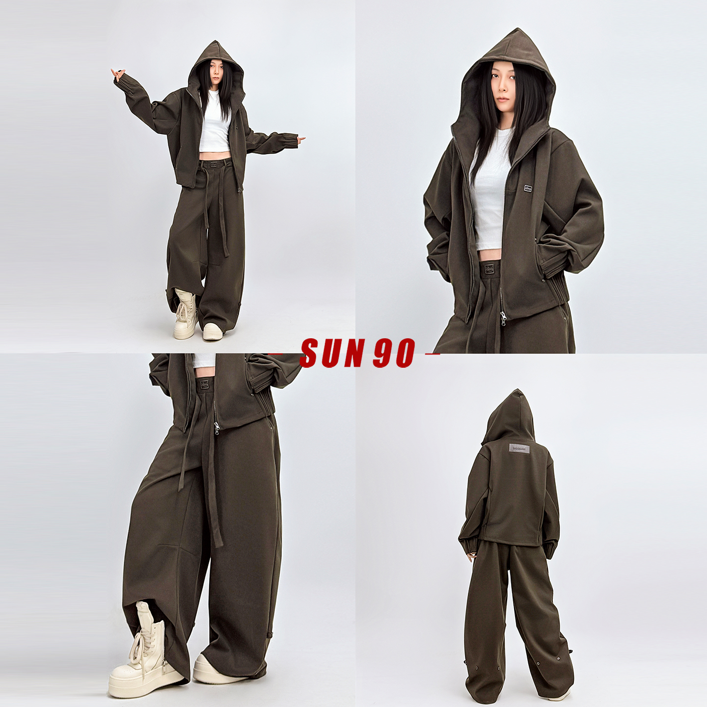 SUN90雅痞复古咖啡色空气感套装