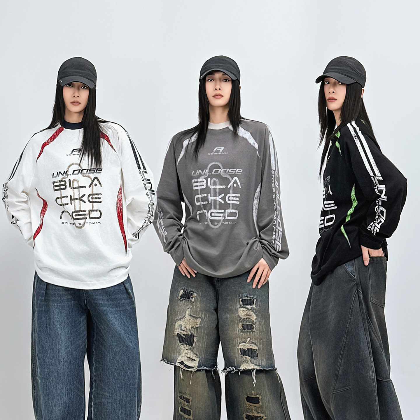 美式复古机能风无性别撞色拼接