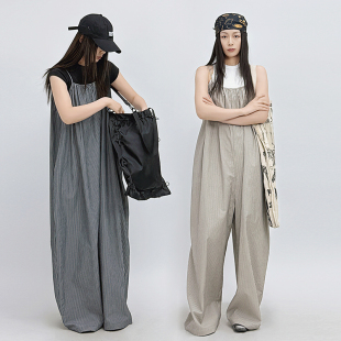 显瘦连体裤 女夏垂坠氛围感大码 日系复古松弛感慵懒风背带裤 SUN90