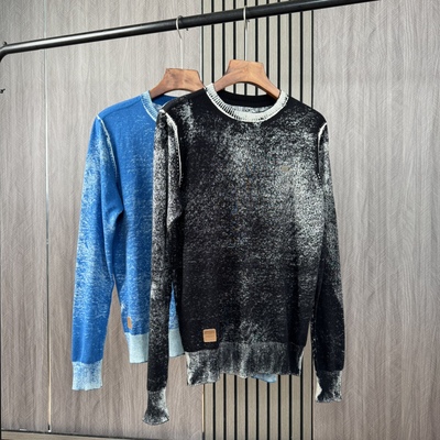 水洗毛衣秋冬男圆领长袖针织衫