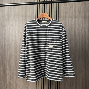 出口订单！摇粒绒面料！秋冬男士加厚条纹款亲肤保暖圆领长袖卫衣