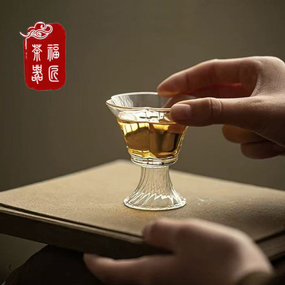 耐高温玻璃小茶杯高颜值花瓣茶盏品茗杯主人杯小品杯高足杯小酒杯