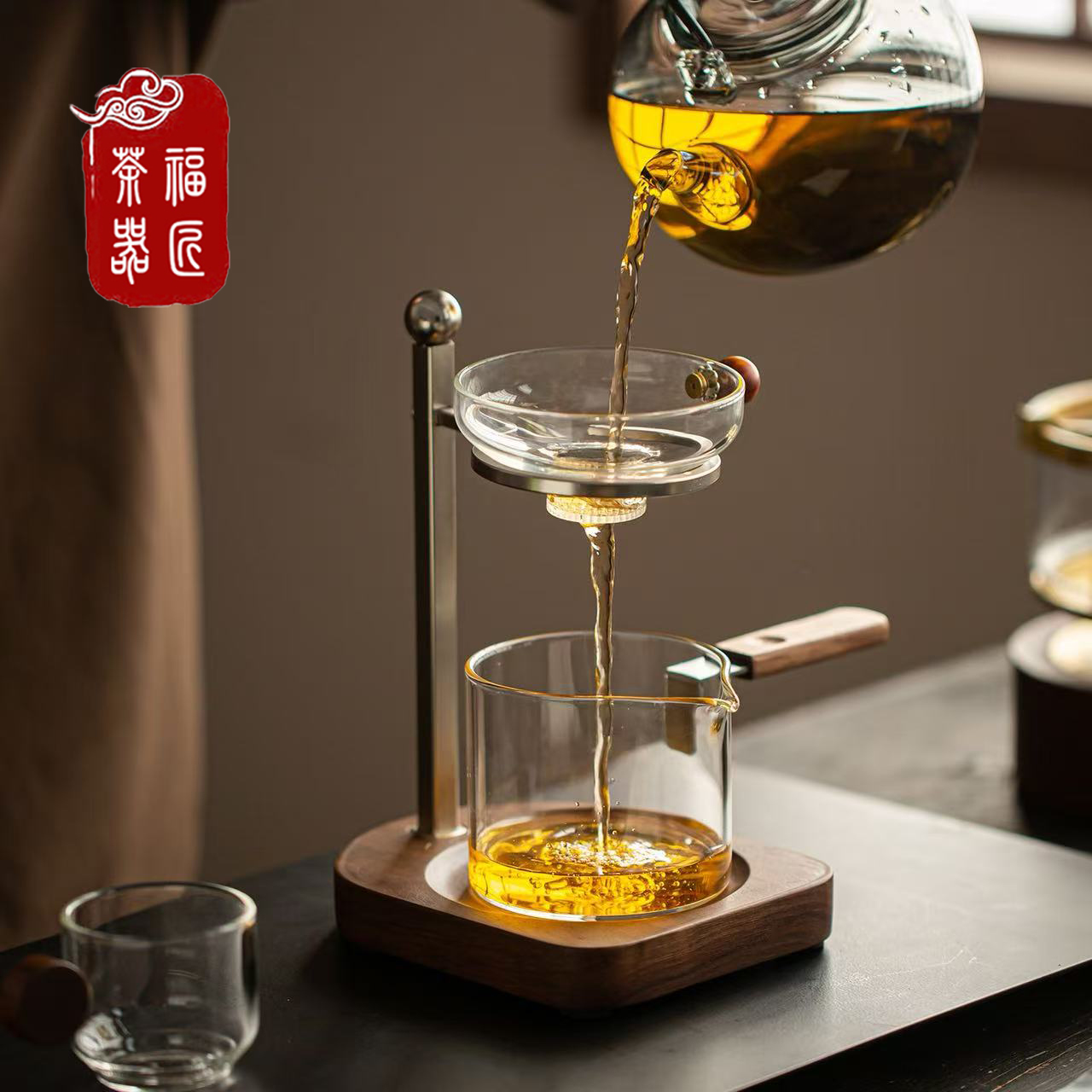 耐高温玻璃公道杯茶滤套装带托架茶叶过滤器茶漏茶隔滤茶器茶滤器