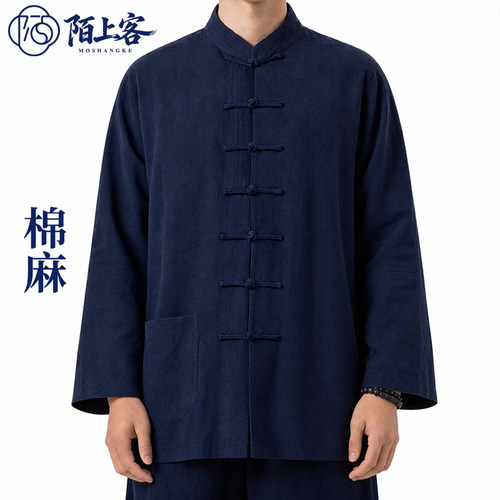 立领棉麻太极服唐装薄款宽松透气