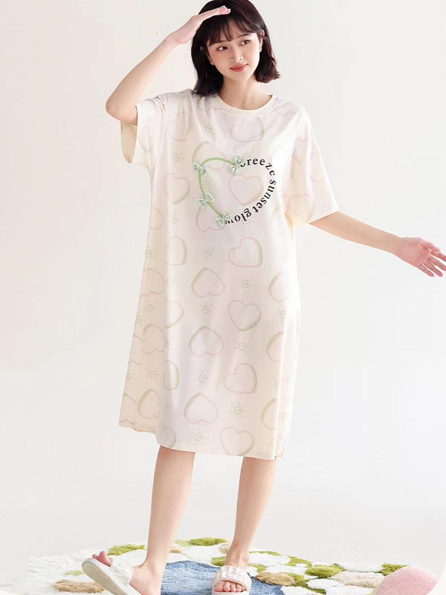 睡衣女款夏季冰雪棉短袖甜美高级感家居服连衣裙可爱少女外穿睡裙