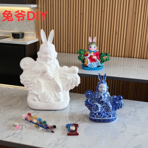 diy泥塑兔爷彩绘旅游北京特色