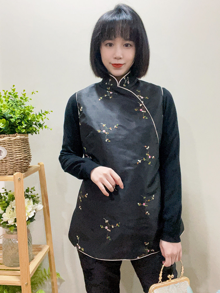 2022复古中式旗袍棉马甲上衣
