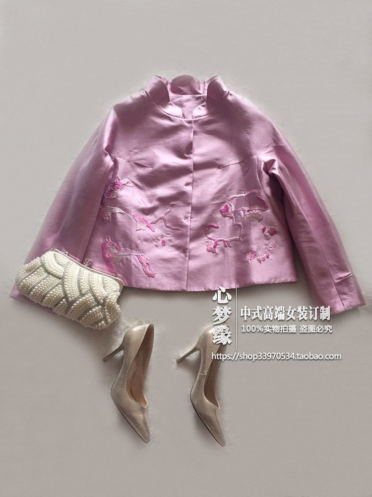 0夏姿绣花立领短款女装外套上衣