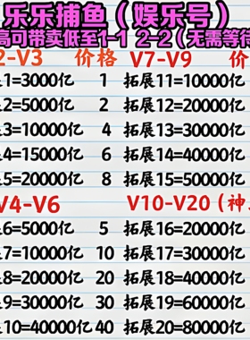 正版官方乐乐捕鱼 1000亿到100万亿 V2-V20账号