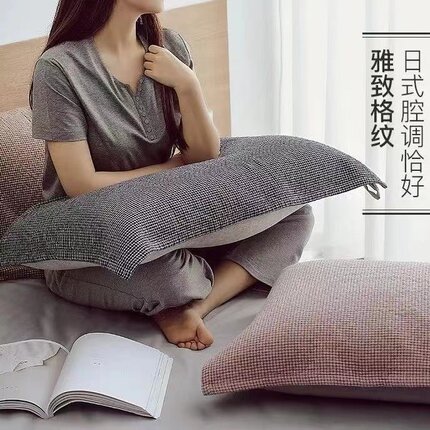 新款日式绑带枕巾纯棉一对装家用耐脏吸水大成人防脱落枕头巾男生