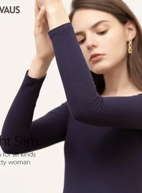 女装秋季打底衫女低领T恤上装CANVAUS欧美紧身新款螺纹长袖