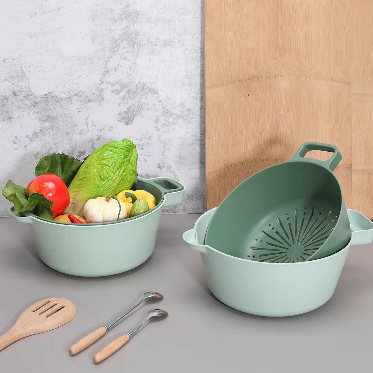 象太郎双层带把手沥水篮