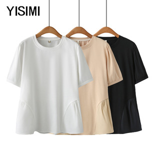 t恤上衣胖妈妈女士套头女装 加肥加大码 短袖 新款 中老年女士夏季