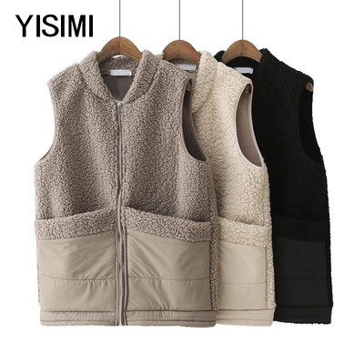 羊羔毛马甲颗粒绒妈妈外套可穿