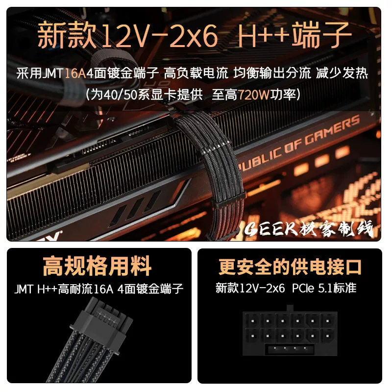 [16pin显卡线90度弯头12vhpwr40系供电线电脑电源定制全模组线5090]