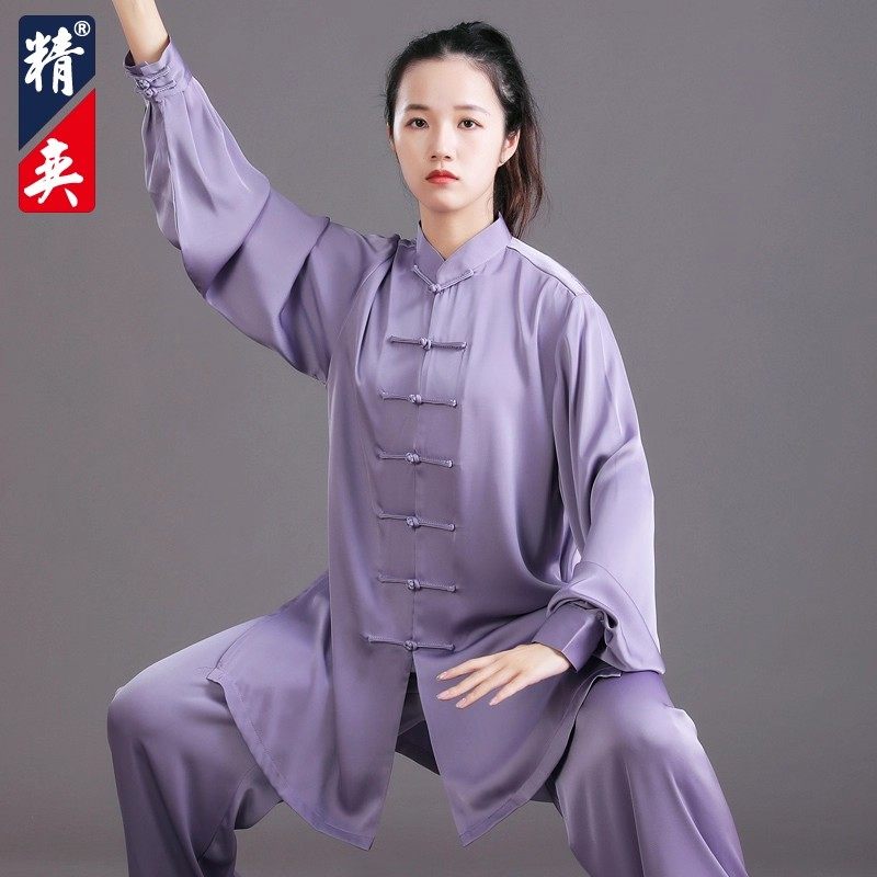 精奕太极服女春秋新款高端太极拳练功服男八段锦武术表演服装套装