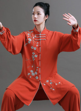 精奕太极服装女新款高端绣花太极拳练功服男武术训练比赛表演服秋