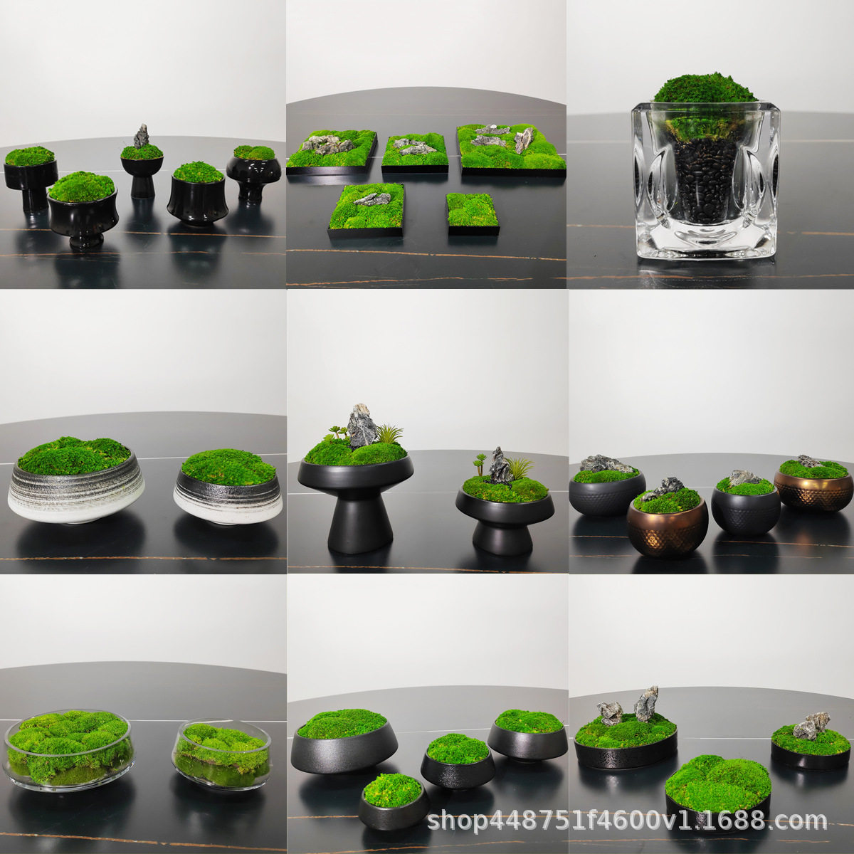 新中式永生苔藓盆景仿真绿植桌面摆件酒店茶室装饰品