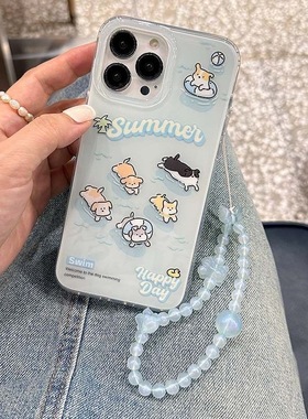 小众浅蓝狗狗适用oppoA2/reno11/13/87935pro+挂绳findx7pro/6手链A55手机壳A57/58/A35/A96/92S硅胶K9s/k11x