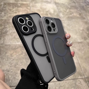 高档强吸附磁吸充电磨砂黑适用vivoX100s手机壳X200肤感X90s黑武士S18高档S17t Y300pro硬V40 S16防摔Y200i