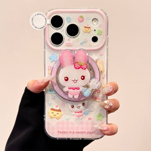 旋转勺子草莓兔磁吸支架适用NOthing 4A/3A手机壳2谷歌Pixel9/10PRO/87链条Pmote edge60pro小众G56/ROG9/G54