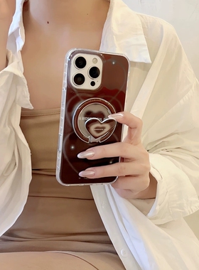 棕色爱心磁吸支点支架适用1加15/ACE5至尊一加13t手机壳12/1+9R/8T磁吸oneplus ACE6 竞速ACE3pro渐变11/ACE2