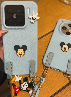 浅蓝色卡通咪奇公仔挂件适用OPPO Reno13手机壳Findx8S+手提绳X7大孔12/11硅胶10/9Pro/k12软A72/A96/A78/A53