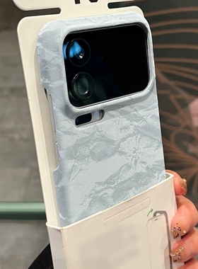 简约复古奶蓝色丝绒适用vivo X200Promini手机壳X300半包散热X90情侣S20秋冬S19硬壳S18/S17大孔V40/V29pro女