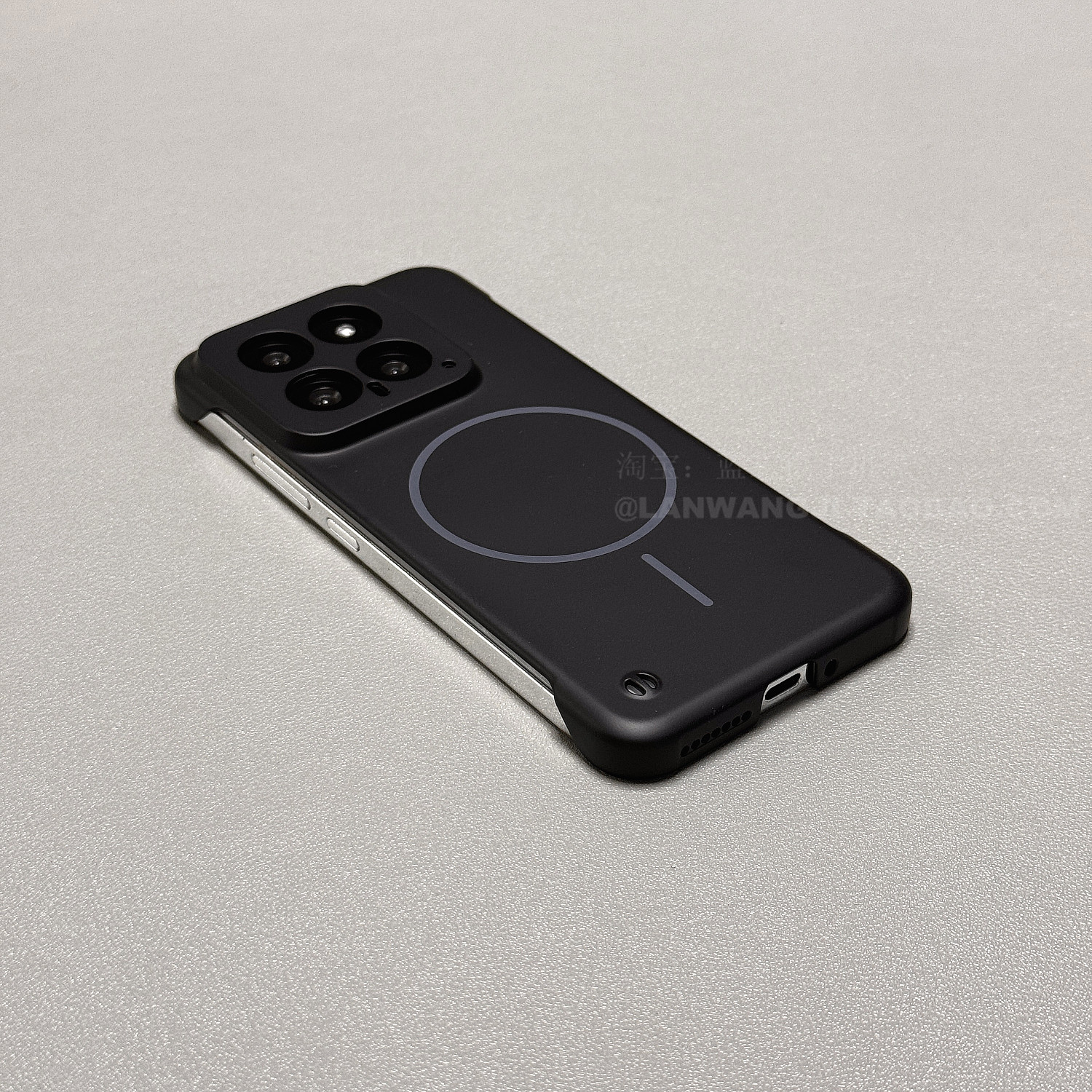 雅致黑轻薄细圈磁吸充电适用三星S24FE/S25Ultra手机壳S23+/S22左右不包肤感磨砂裸机手感防摔散热男女新硬壳