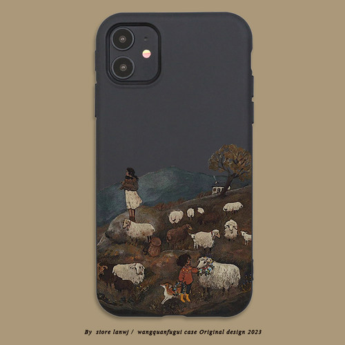 牧羊女油画风适用华为荣耀magic5/60se手机壳X10/50男80pro畅玩30复古20/V40文艺98青春版play6t/45t高级7c6x
