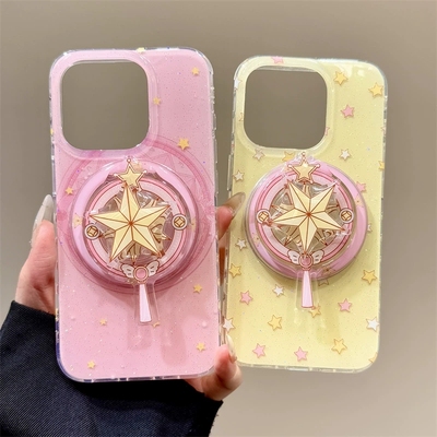 百变小樱旋转磁吸支架适用苹果16Pro手机壳15/14plus大孔iPhone13/12promax动漫/11pro软萌XR可爱7/8plus/16E