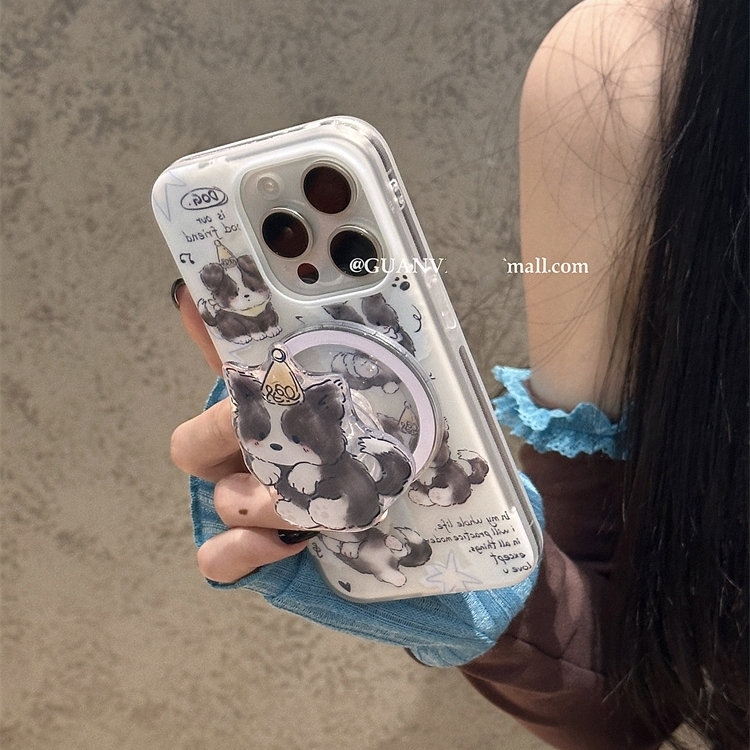 小边牧狗狗磁吸支架适用oppofindx6熊x7pro可爱A3/reno13/11pro/87956+韩国A35手机壳A9/A58/K11硅胶A56女k7x