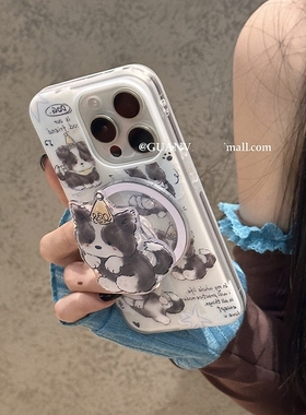 小边牧狗狗磁吸支架适用oppofindx6熊x7pro可爱A3/reno13/11pro/87956+韩国A35手机壳A9/A58/K11硅胶A56女k7x