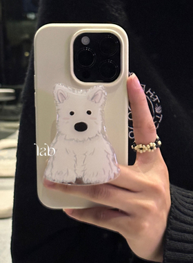 奶白狗狗西高地支架适用S24三星S23ultra手机壳A55/Note20液态A22 5G/A52/A54全包S10软硅胶s20/S23FE新款S21
