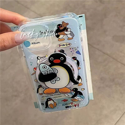 呆萌磁吸企鹅支架适用荣耀300/200/magic8654/90GT/80/X50I/60se/X9B/400手机壳可爱70/X30硅胶X60畅玩40plus