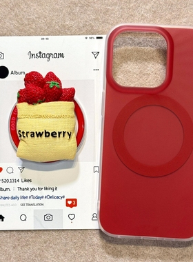 草莓布袋磁吸支架适用NOthing 2A/3手机壳2谷歌Pixel9/10PRO女876少女心mote edge60pro/G56华硕ROG9小清新54