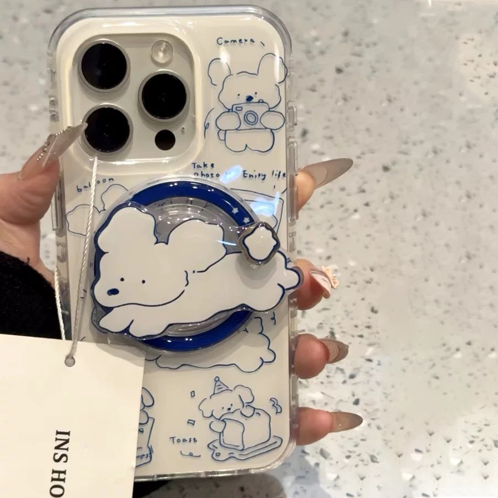 白色狗狗带磁吸适用A2/OPPOReno14/13/12/11F/10可爱手机壳findx8S+X7ultra支架A93/A3新款K12/A5pro/A58/A96