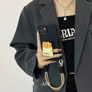 7se手机壳爱酷neo5 Z9x创意Z1 iQOOneo9S Z3X iqoo U5e四角可挂Z9turbo 面包棍支架挂绳可背适用vivo