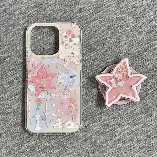 百合花猫咪摇摇乐磁吸支架适用小米17pro/15T/14手机壳k70红米K90/K60E/K80至尊Note15R软12/Turbo5MAX/civi3