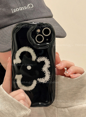 黑色花朵适用vivoiQOOneo3/neo6SE手机壳iq00 neo5S/Z1简约neo6se可爱983 U5小众11/neo7竞速版z5/z7X波浪边