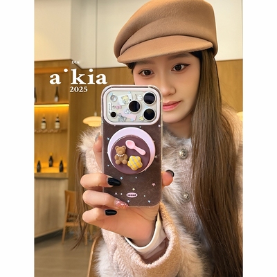 星星勺子小熊磁吸支架适用小米15T/14/13TPRO/NOTE14手机壳pocox7/X3GT/F6/F5红米15R/14C可爱C75/C85/M7pro