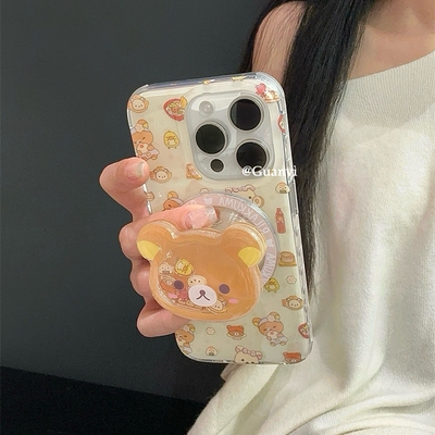 轻松熊摇摇乐磁吸支架y300pro/vivos18适用X100S/S15/X70/x23/X90PRO手机壳S17t软套y35/S19/V29可爱Y77e/Y37