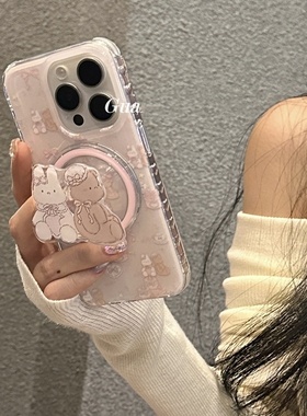 小熊磁吸支架适用华为nova12/11/10/9876SE/54e油画MATE60/50/40手机壳p60e畅享70/50Z可爱p40/20/P30pro硅胶