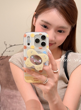 波点蝴蝶镜面磁吸支架适用vivo X300ultra/X200S/S30/X80手机壳V40/S50promini/V70/Y78+Y37补妆S17/Y35/X90S